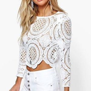 Boohoo White Lace Top